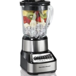 Hamilton Beach Stack & Snap Food Processor and Vegetable Chopper, Black & Wave Crusher Blender with 40 Oz Glass Jar and 14 Functions for Puree, Ice Crush, Shakes and Smoothies, Stainless Steel