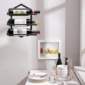 YALINKA Wall Mounted Wine Stemware Rack, Metal Hanging Wine Glass Display Holde Holds 3 Bottles, Elegant Storage for Kitchen Dining Room Bar Wine Cellar