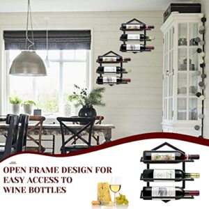 YALINKA Wall Mounted Wine Stemware Rack, Metal Hanging Wine Glass Display Holde Holds 3 Bottles, Elegant Storage for Kitchen Dining Room Bar Wine Cellar