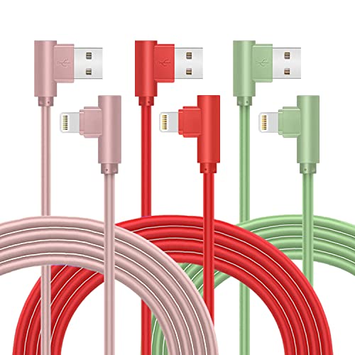 10FT iPhone Charger [Apple MFi Certified] Lightning Cable 3Pack Long iPhone 90 Degree Fast Charging Cables High Speed Data Sync Cord Compatible with iPhone 14 13 12 11Pro Max/XR/XS/8/7/Plus/SE/iPad