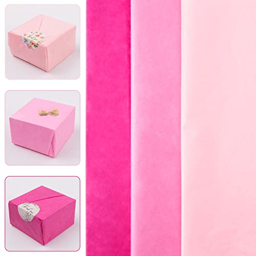 60 Sheets Gift Tissue Paper Bulk,20" x 14",Tissue Paper for Gift Bags,DIY and Crafts,Gift Wrapping Tissue Paper for Valentine's Day Mother's Day Birthday Wedding Baby Shower, 3 Colors (Pink)