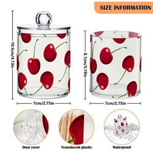 ALAZA Red Cherry Berries Qtip Holder Organizer Dispenser for Cotton Ball, Cotton Swab, Cotton Round Pads, Floss,Bathroom Canisters Storage Organizer, Vanity Makeup Organizer,2Pack