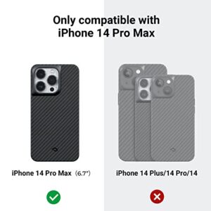 PITAKA Case for iPhone 14 Pro Max, 6.7 Inch, Military Grade iPhone 14 Pro Max Phone Case Protective, Compatible with MagSafe [MagEZ Case Pro 3] 1500D Aramid Fiber, Black/Grey (Twill)