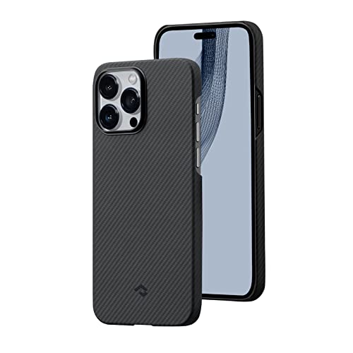 PITAKA Case for iPhone 14 Pro Max Compatible with MagSafe, MagEZ Slim & Light, 6.7-inch with a Case-Less Touch Feeling, 600D Aramid Fiber Made [ 3 - Black/Grey(Twill)]