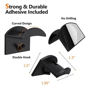 Skycase Hat Hooks for Wall,8 Pieces Adhesive Hat Hooks,No Drilling Strong Hold Hat Hangers Minimalist Hat Rack Hooks for Baseball Caps Display,Hang Household Items,Black