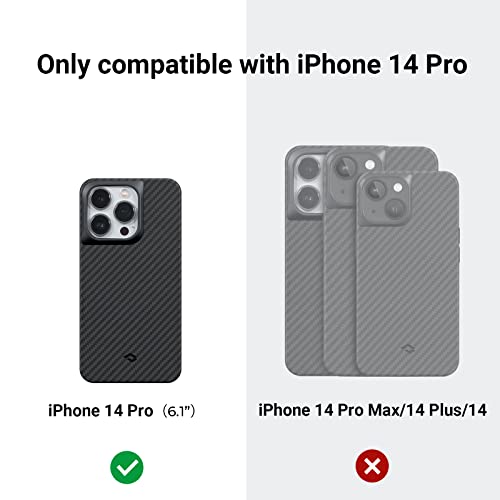 PITAKA Case for iPhone 14 Pro, 6.1 Inch, Military Grade iPhone 14 Pro Protective Case, Compatible with MagSafe [MagEZ Case Pro 3] 1500D Aramid Fiber, Black/Grey (Twill)
