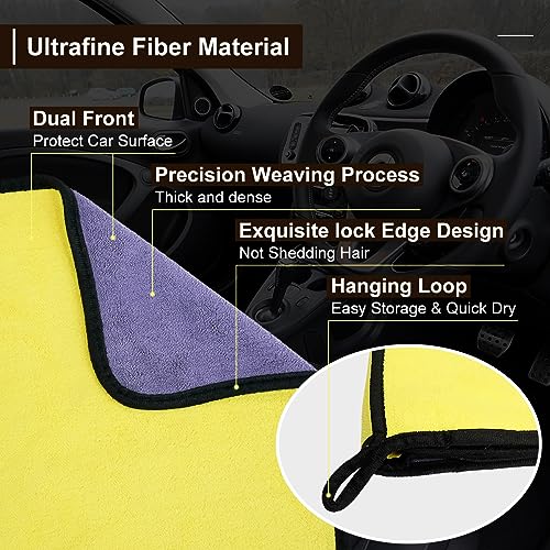 UCINNOVATE 2pcs Microfiber Towels Cleaning, Scratch-Free, Super Absorbent Drying Cleaning Cloth for Car, Boat, Pet Drying, Household Cleaning(63" x 23")