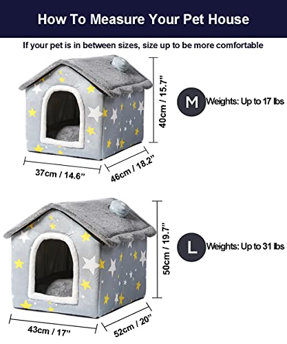 ANPPEX Indoor Dog House Warm Dog Bed, Plush Pet House Dog Cat Kennel with Removable Cushion Suitable for Small and Medium-Sized Dogs and Cats