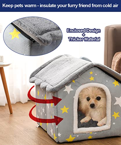 ANPPEX Indoor Dog House Warm Dog Bed, Plush Pet House Dog Cat Kennel with Removable Cushion Suitable for Small and Medium-Sized Dogs and Cats