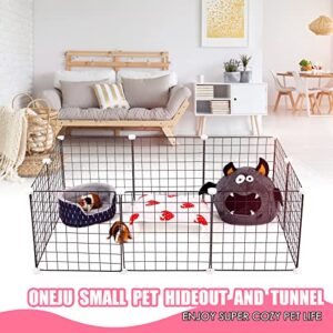 ONEJU Foldable Guinea Pig Hideout, Guinea Pig Tunnel, Rabbit Tunnel, Guinea Pig Cage Accessories for Guinea Pig, Bunny, Hamster, Chinchilla, Ferry, Rabbit and Other Small Pets - Strawberry Pattern