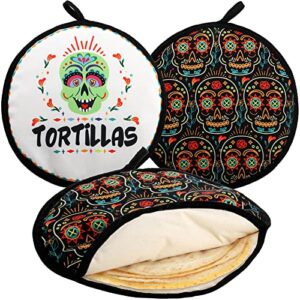 Hiceeden 3 Pack 12" Tortilla Warmer Pouch, Insulated Cloth Food Warmer Two Sides Keep Warm for Corn, Flour Taco, Mexican Party, Microwave Safe