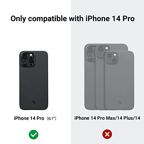 PITAKA Case for iPhone 14 Pro Compatible with MagSafe, Slim & Light iPhone 14 Pro Case 6.1-inch with a Case-Less Touch Feeling, 600D Aramid Fiber Made [MagEZ Case 3 - Black/Grey(Twill)]