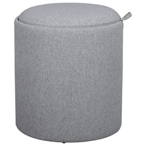 SOFT ASS Multi-Functional Round Linen Fabric Storage Ottoman Large Footrest with Coffee Table Tray Footstool for Bedroom, Study and Living Room, Kid's Room - Light Grey