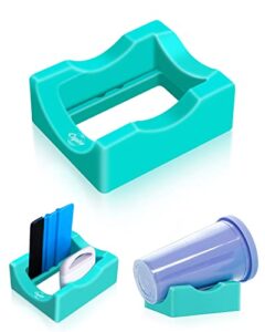 cupitup small silicone cup cradle with built-in slot for crafting tumblers use to apply vinyl decals for tumblers, tumbler holder for crafts, 2 angle supports tumbler cradle for epoxy