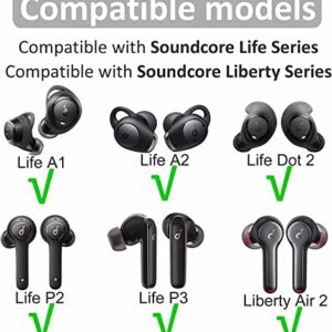 Replacement Ear Tips Eartips Ear Plug Ear Gels Compatible with Soundcore Sport X10 /Liberty 3 Pro/Air 2 Pro/Life P3i,JNSA Silicone Ear Tip Replacement for Anker Earphone,S/M/L 6 Pairs,Black