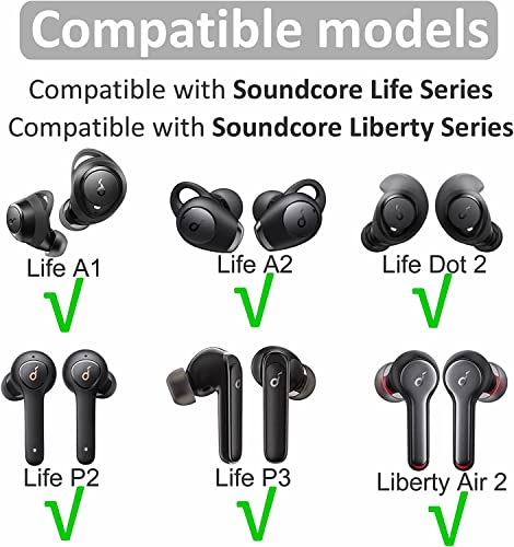 Replacement Ear Tips Eartips Ear Plug Ear Gels Compatible with Soundcore Sport X10 /Liberty 3 Pro/Air 2 Pro/Life P3i,JNSA Silicone Ear Tip Replacement for Anker Earphone,S/M/L 6 Pairs,Black