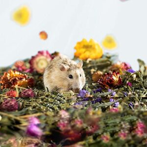 pinvnby hamster bedding, 7oz natural dried flower & herb litter, small pet bedding small animal bedding mate of hamster bedding for gerbils mice lemming degus (flower & grass)