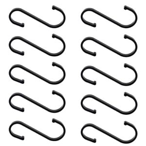 gdfymi 10 pack black s hooks, s shaped hooks aluminum metal hooks for hanging heavy duty, hanger hooks for hanging pot racks, plant hooks, mug hooks, closet hooks, kitchen hooks