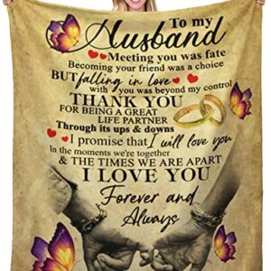 Gifts for Husband, Husband Christmas Birthday Gift Ideas, Wedding Anniversary Romantic Gifts for Him, Gifts for Husband from Wife, Husband Blanket 50"x60" Cream Rustic