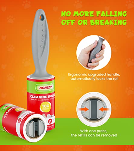 KONIZY Lint Rollers for Pet Hair Extra Sticky, 500 Sheets Mega Value Set Roller with 2 Upgraded Handles, 5 Portable Remover Clothes, Furniture, Carpet, Dog & Cat Removal