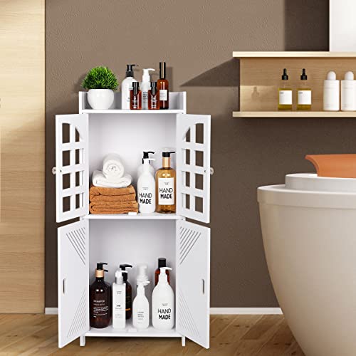 Bathroom Storage Cabinet,Home Furniture Floor Standing Cabinet,Toilet Side Paper Holder,PVC Home Organizers,Utility Storage Cabinet for Living Room, Bedroom, Kitchen, White