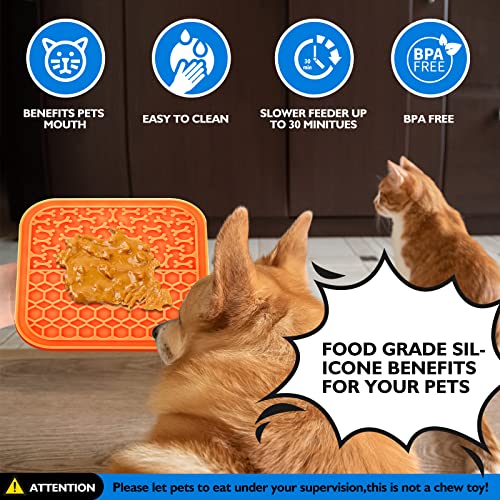 3 Pack Lick Mat for Dogs and Cats, Dog Slow Feeder Dowl Mat for Bathing Grooming Nailing Trimming, Food-Grade, Non-Toxic Dog Feeding Mat, Licking Pad for Dogs Cats