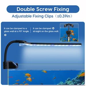 FYD LED Aquarium Light, 4.5W Clip on Aquarium Light Suitable for Uncovered Aquariums Under 15 Inches, Fish Tank Light with White & Blue Lights, Aquarium Plant Light for Reef Coral Aquatic Plants