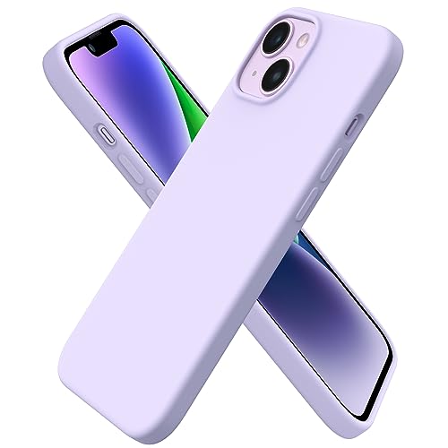 ORNARTO Compatible with iPhone 14 Case 6.1, Slim Liquid Silicone 3 Layers Full Phone Covered Soft Gel Rubber Case Protective Phone Cover 6.1 Inch-Pastel Lilac