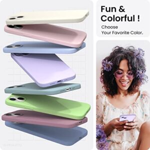 ORNARTO Compatible with iPhone 14 Case 6.1, Slim Liquid Silicone 3 Layers Full Phone Covered Soft Gel Rubber Case Protective Phone Cover 6.1 Inch-Pastel Lilac