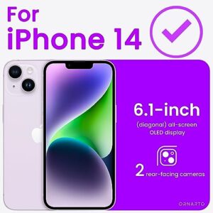 ORNARTO Compatible with iPhone 14 Case 6.1, Slim Liquid Silicone 3 Layers Full Phone Covered Soft Gel Rubber Case Protective Phone Cover 6.1 Inch-Pastel Lilac