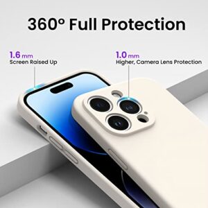 ORNARTO Designed for iPhone 14 Pro Case with 2X Screen Protector, Liquid Silicone Gel Rubber Cover [Camera Protection + Soft Microfiber Lining], Shockproof Protective Phone Case 6.1 Inch-Beige