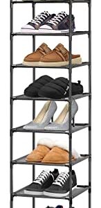 Hossejoy 10 Tier Shoe Rack, Metal Shoe Shelf Storage, Tall Vertical Storage Organizer Stand, Home Shoe Tower with Non-Woven Fabric for Narrow Space, Cloakroom, Entryway, Grocery Room (Black)