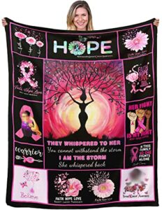 ciqyecn breast cancer awareness blanket, pink ribbon awareness faith hope love gifts, breast cancer survivor gifts for women girls,healing get well throw blankets,fight cancer gift for her 60"x 50"