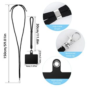 Cobee Cell Phone Lanyard, 2 Pcs Phone Neck Lanyard + 2 Pcs Phone Wrist Lanyard Strap + 6 Pcs Phone Tether Patches, Nylon Crossboby Lanyard, Nylon Wrist Straps, PVC Phone Patch with Metal Ring