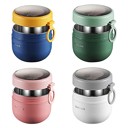 GTHFINE for Hot Food, 21oz Stainless Steel Lunch Box, Food for Hot Food for Adults for Leakproof Thermal Food Jar for School Office Picnic Travel for Soup with Foldable Spoon (4pcs)