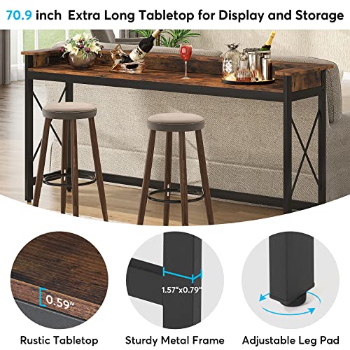 Tribesigns Sofa Table with Outlets and USB Ports, 70.9 inch Extra Long Console Table Behind Couch with Charging Station, Industrial Narrow Entryway Hallway Accent Table for Living Room