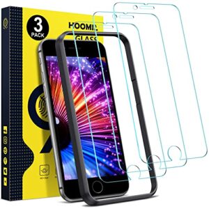 hoomil 3-pack screen protector for iphone 8/iphone 7/iphone se 2020/iphone se 2022, 4.7-inch, 9h tempered glass, with easy installation tool, bubble free, hd clear