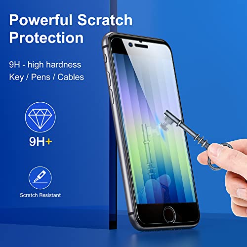 HOOMIL 3-Pack Screen Protector for iPhone 8/iPhone 7/iPhone SE 2020/iPhone SE 2022, 4.7-Inch, 9H Tempered Glass, with Easy Installation Tool, Bubble Free, HD Clear