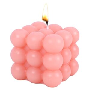 bubble candles - cube soy wax candle, aesthetic decor scented candle, cute pink candles for home, holiday, wedding & party,dinner table, halloween,christmas (pink)