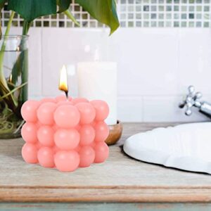 Bubble Candles - Cube Soy Wax Candle, Aesthetic Decor Scented Candle, Cute Pink Candles for Home, Holiday, Wedding & Party,Dinner Table, Halloween,Christmas (Pink)