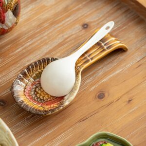 YINYUEDAO Ceramic Spoon Rest Turkey Shape - Kitchen Decoration for Counter, Coffee Spoon Rest - Halloween, Easter, Thanksgiving Kitchen Utensils Accessories