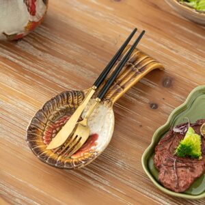 YINYUEDAO Ceramic Spoon Rest Turkey Shape - Kitchen Decoration for Counter, Coffee Spoon Rest - Halloween, Easter, Thanksgiving Kitchen Utensils Accessories