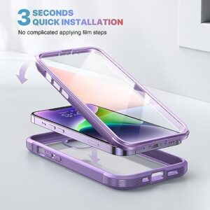 Diaclara Designed for iPhone 14 Case, Full Body Rugged Case with Built-in Touch Sensitive Anti-Scratch Screen Protector, with Camera Lens Protector for iPhone 14 6.1" (Peri Purple)