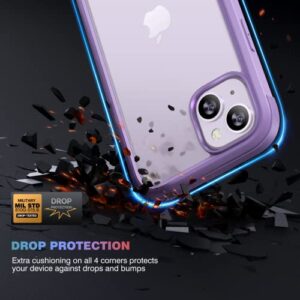 Diaclara Designed for iPhone 14 Case, Full Body Rugged Case with Built-in Touch Sensitive Anti-Scratch Screen Protector, with Camera Lens Protector for iPhone 14 6.1" (Peri Purple)