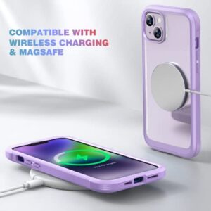 Diaclara Designed for iPhone 14 Case, Full Body Rugged Case with Built-in Touch Sensitive Anti-Scratch Screen Protector, with Camera Lens Protector for iPhone 14 6.1" (Peri Purple)