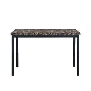 5-Piece Kitchen Dining Table Set for Dining Room, Kitchen, Dinette, Compact Space w/Modern Paper Faux Marble End Table Tabletop, 4-Piece Metal Frame Dining Seats - Black