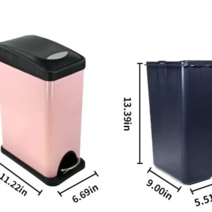 Qflushor Trash Can with Lid, 8 Liter / 2.1 Gallon Bathroom Trash Can, Garbage Cans for Kitchen, Stainless Steel Trash Can with Recycling Bin, Pink