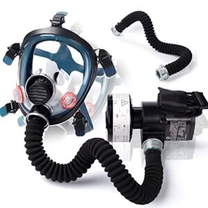hanuu reusable papr respirator, portable papr respirator system with 40mm activated carbon filter, powered air purifying respirator, gas mask for gases, dust, vapors, chemicals, paint, spray
