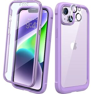 Diaclara Designed for iPhone 14 Plus Case, Full Body Rugged Case with Built-in Touch Sensitive Anti-Scratch Screen Protector, with Camera Lens Protector for iPhone 14 Plus 6.7" (Peri Purple)