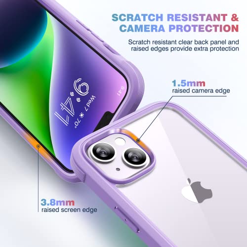 Diaclara Designed for iPhone 14 Plus Case, Full Body Rugged Case with Built-in Touch Sensitive Anti-Scratch Screen Protector, with Camera Lens Protector for iPhone 14 Plus 6.7" (Peri Purple)